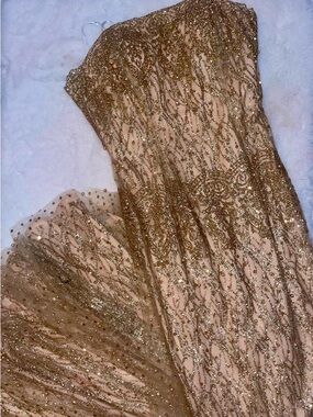 Gold Glittery Prom Evening Gown